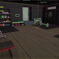 Well Equipped Home Gym Interior With Workout Equipment Wooden Floor And Storage Shelves