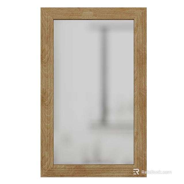 Wooden Framed Wall Mirror With Sleek Design For Modern Home Interior 3d model 