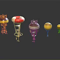 Diverse Equipment Models Featuring Unique Structural Designs And Colorful Details