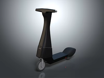 Sleek Black Modern Electric Scooter With Streamlined Design Handlebar And Deck 3d model