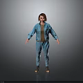 Woman in Blue Denim Jacket and Blue Jeans with Brown Top and Black Shoes