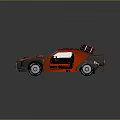 Red Vintage Car With Rusty Body Roof Mounted Device And License Plate