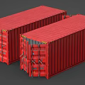 Red Industrial Containers With Two Units One Open Door And Interior Structure 3d model