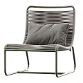 Stylish Woven Leisure Chairs with Green Metal Frame and Gray Comfortable Cushions for Outdoor Use