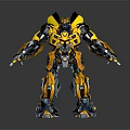 Yellow And Black Mechanical Robot With Standing Pose And Armor Details 3d model