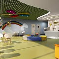 Tiaotiaoxiong Kids Art School Bright Interior With Rainbow Decor Play Area And Colorful Seats