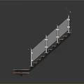 Sleek Modern Staircase Design With Orange Steps And Glass Railings Structure 3d model