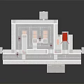 Modern Logistics Warehouse Facility With Forklifts Stacked Boxes And Entrance Layout