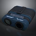 Blue Binoculars Design With Black Strap Buttons And Dual Lenses