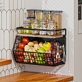 Modern Kitchen Storage Rack Refrigerator Hanger Vegetable Blue Vegetable seasonings Rack 3d model