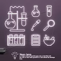 Modern Neon Lamp Combination With Lab Equipment Elements For Decorative Use 3d model