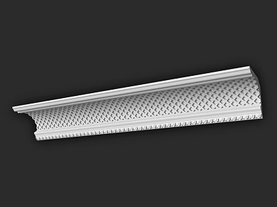 White Architectural Molding With Intricate Diamond Pattern And Decorative Design 3d model