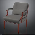 Modern Stylish Chair With Gray Fabric Seat And Red Armrests Legs