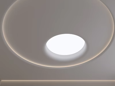 Modern Minimalist Ceiling Design With Circular Recessed Light And LED Strip 3d model