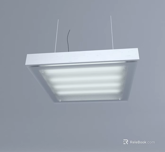 Modern Simple White Square Pendant Light With LED Light Strips Design 3d model 
