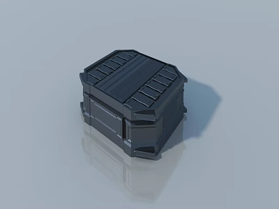 Black Octagonal Storage Box With Metallic Texture And Striped Surface Design 3d model