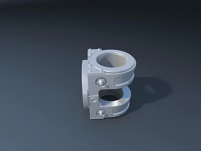 Smart Machine Silver Metal Component With Double Circular Rings And Bolt Fastened Design 3d model