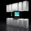 Modern White Display Shelves With Cabinet Lighting And Digital Showcase Screen