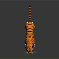 3D Tiger Toy Figure With Orange Black Stripes White Belly Paws And Blue Eyes