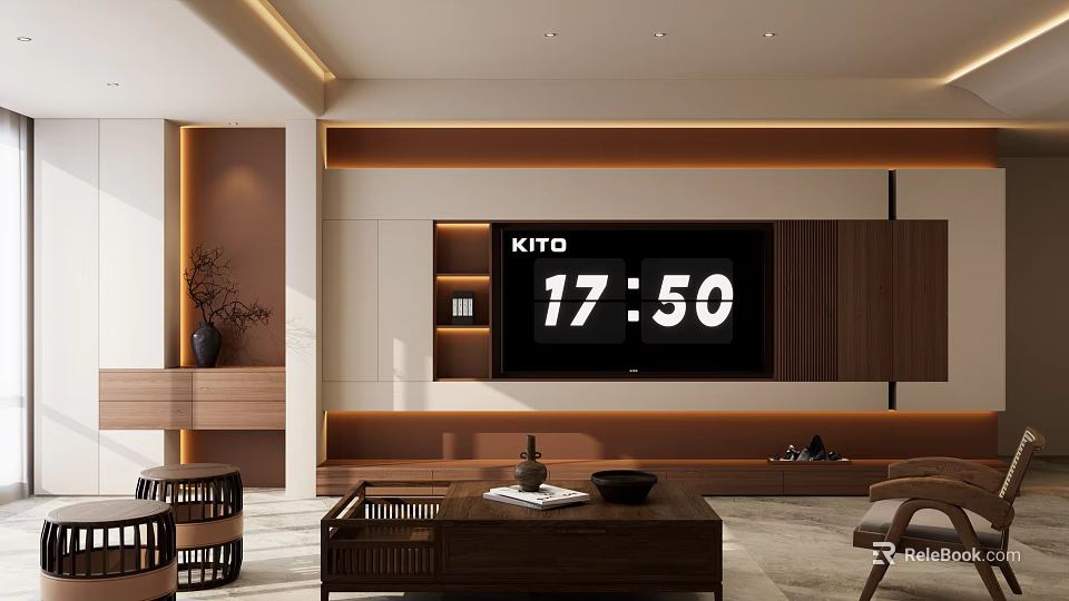 Modern Entryway Hallway Interior Design With Shoe Cabinet And Decorative Lighting 3d model 