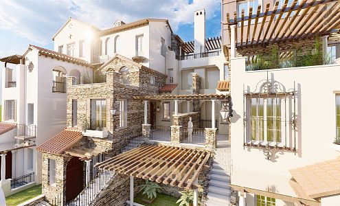 European Townhouse Town Villa 3d model