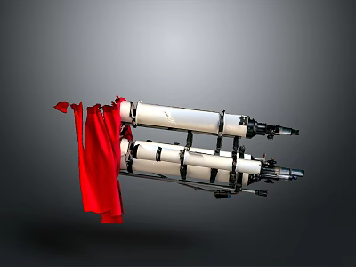 White Cylindrical Mechanical Components With Black Parts And Red Cloth 3d model