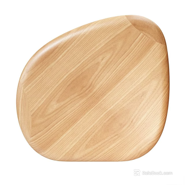 Natural Wooden Serving Tray With Smooth Surface And Visible Grain Pattern 3d model 
