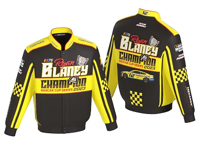 Racing Blaney Champion Jacket With NASCAR Logo Yellow and Black Checkerboard Design 3d model