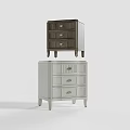 Modern Gray Nightstands With Wood Grain Finish Metal Handles And Drawers