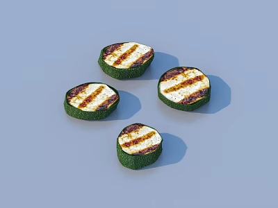 Delicious Grilled Zucchini Slices With Perfect Grill Marks On Blue Surface 3d model