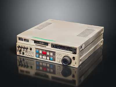 Vintage Beige Electronic Equipment With Classic Design Control Buttons Knobs And Vents 3d model