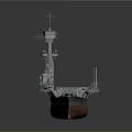 Vintage Military Aircraft Carrier Sculpture Model With Detailed Deck And Tower Structure