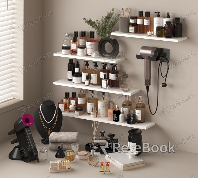 Cosmetics, skin care products, toiletries, beauty accessories model