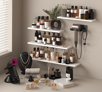 Cosmetics, skin care products, toiletries, beauty accessories 3d model