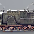 Vintage Electric Train Featuring Rusty Exterior And Pantographs 3d model