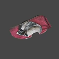 Adorable Video Game Cat Character Sleeping On Red Plush Blanket