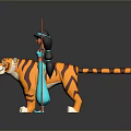 3D Animated Princess Jasmine With Tiger Rajah In Blue Outfit And Open Arms