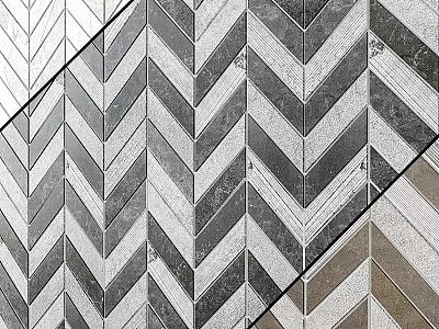 Herringbone Pattern Tiles In Black And White For Modern Interior Wall Design 3d model