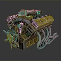 Intricate Steampunk Mechanical Device With Metal Pipes Gears And Rustic Details