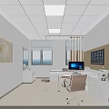 Modern Medical Office Interior With Desk Computer Chair Window Painting Plant And Natural Light
