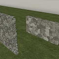 Stone Garden Wall Design With Natural Texture And Green Grass Background 3d model