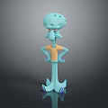 Cartoon Fantasy Creature Character 3D Model With Blue Body Yellow Torso And Long Limbs