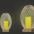 Outdoor Lights with Woven Oval Structure and Yellow Illumination on Square Base