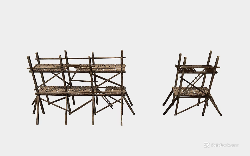 Bamboo Woven Folding Chairs Design For Home Furniture With Multiple Pieces 3d model 