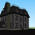 Ancient Historic Building With Tower Steeple Balcony Railing And Ornate Windows