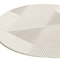 Modern Square Rug With Geometric Striped Patterns And Neutral Beige Design