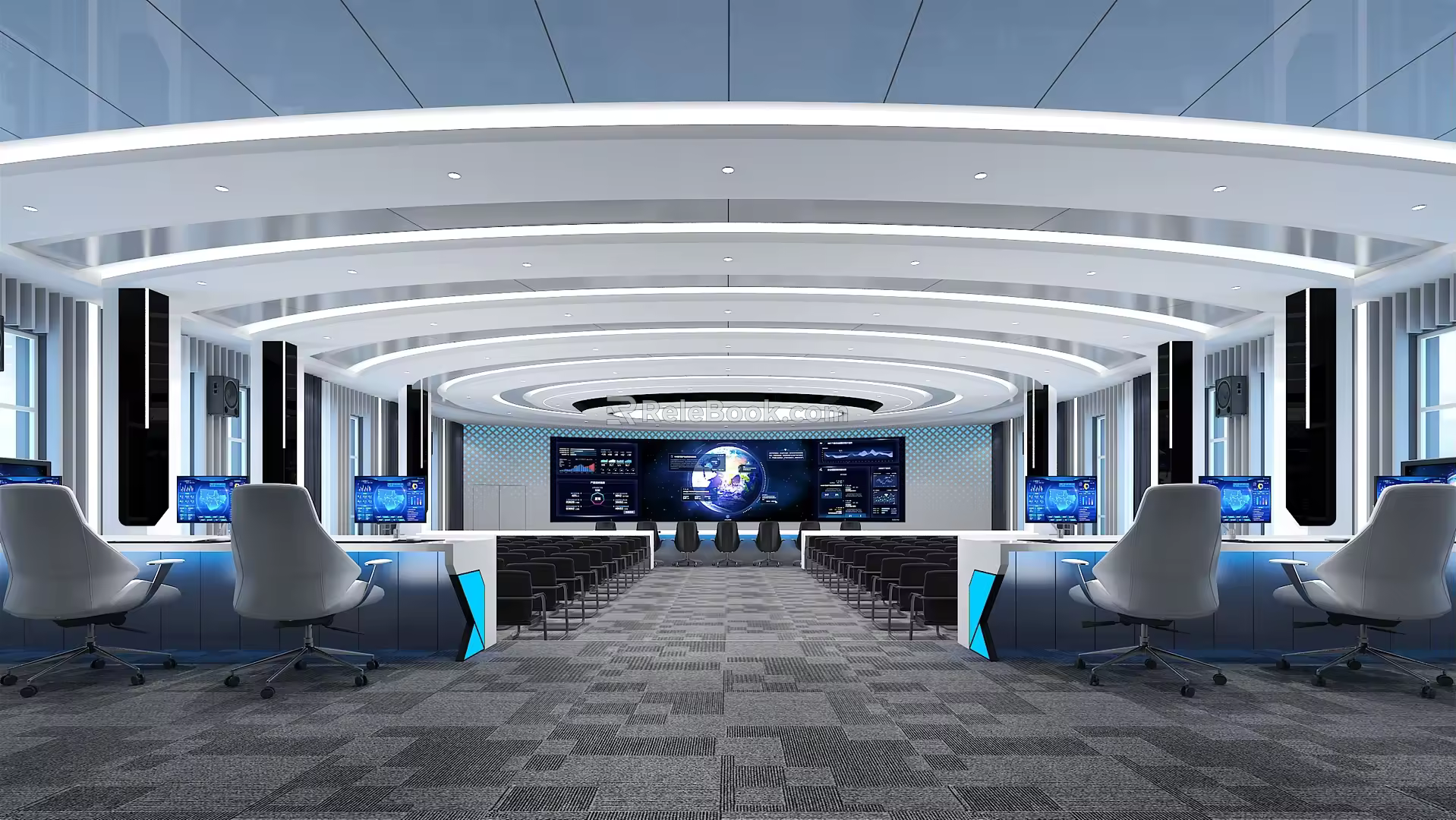 Modern Control Room Command Center 3d model
