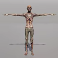 Decayed Zombie Creature Character With Tattered Pants And Outstretched Arms 3d model