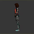 Sci Fi Female Character In Armored Suit With Red Green Accents Goggles And Outstretched Arms