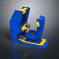 Blue And Yellow Gaming Computer Chair With Control Panel And Joystick